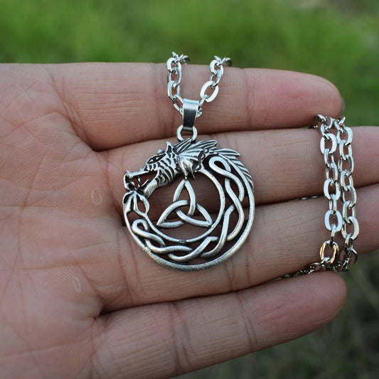Celtic Dragon Triquetra Necklace
