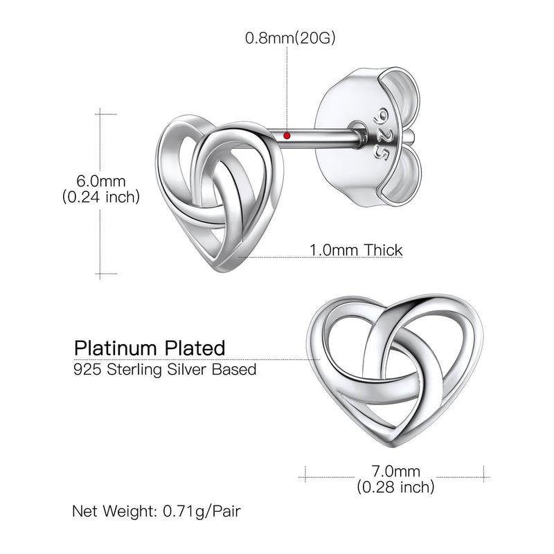 Sterling Silver Celtic Knot Heart Stud Earrings for Girl