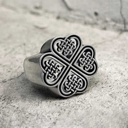 Celtic Four Leaf Clover Sterling Silver Ring