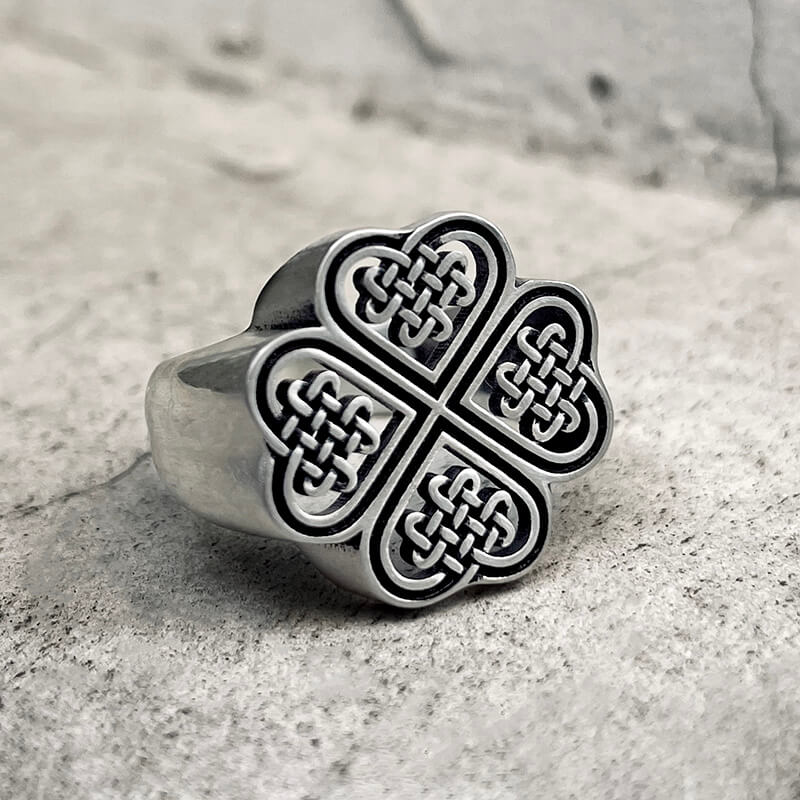 Celtic Four Leaf Clover Sterling Silver Ring