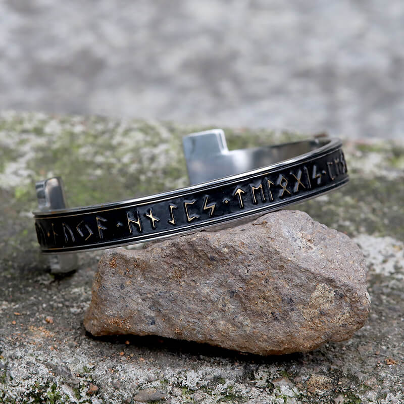 Celtic Knot Runes Stainless Steel Viking Cuff Bracelet