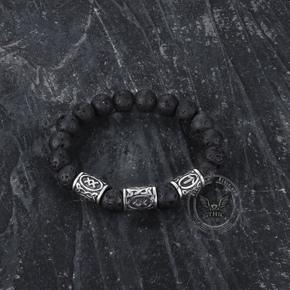 Celtic Knot Volcanic Rock Stainless Steel Bracelet