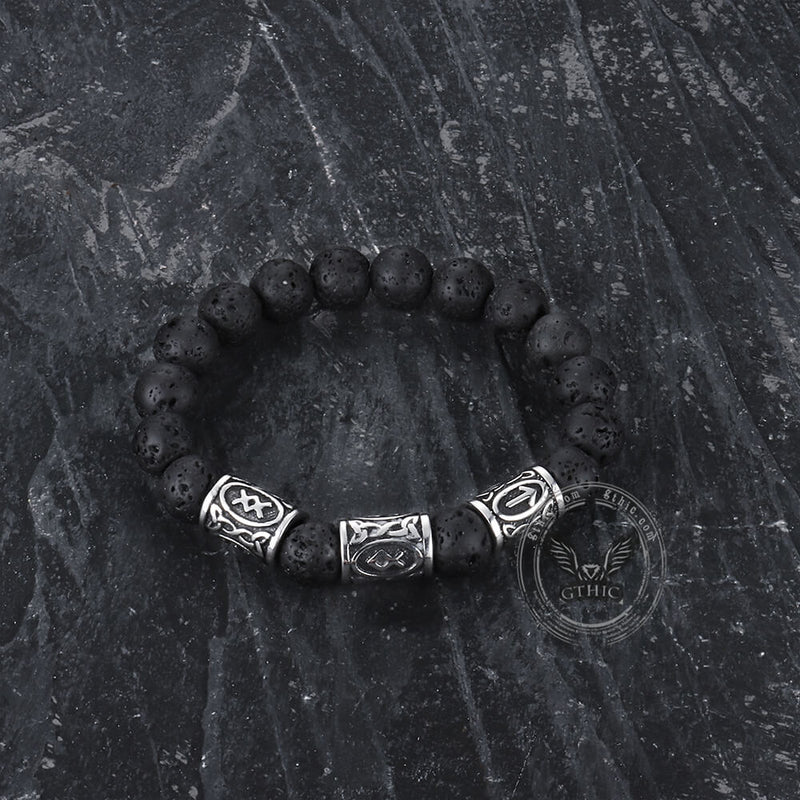 Celtic Knot Volcanic Rock Stainless Steel Bracelet