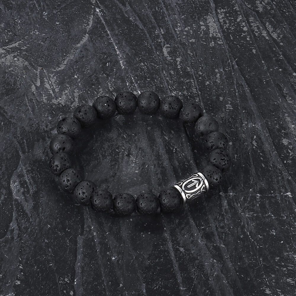 Celtic Knot Volcanic Rock Stainless Steel Bracelet