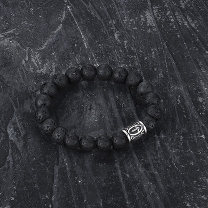 Celtic Knot Volcanic Rock Stainless Steel Bracelet