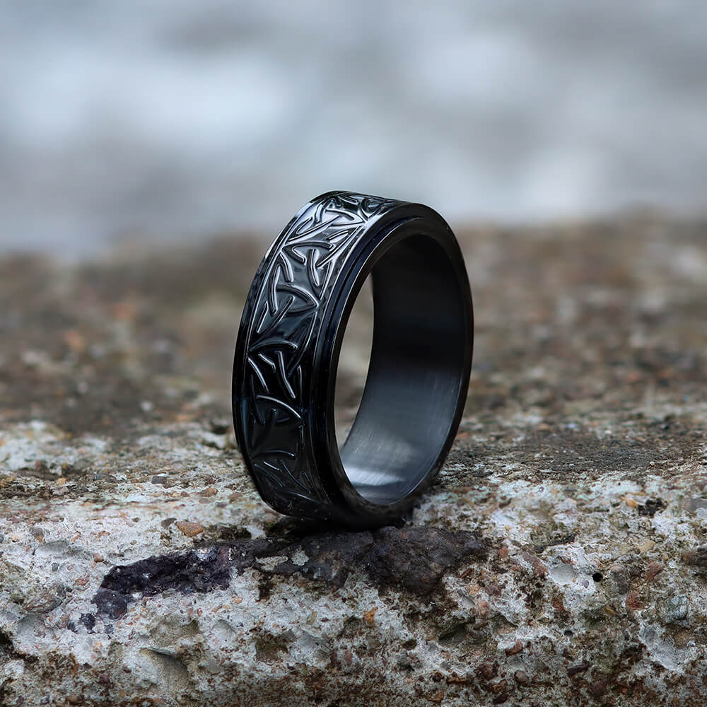 Celtic Triangle Knot Stainless Steel Viking Spinner Ring
