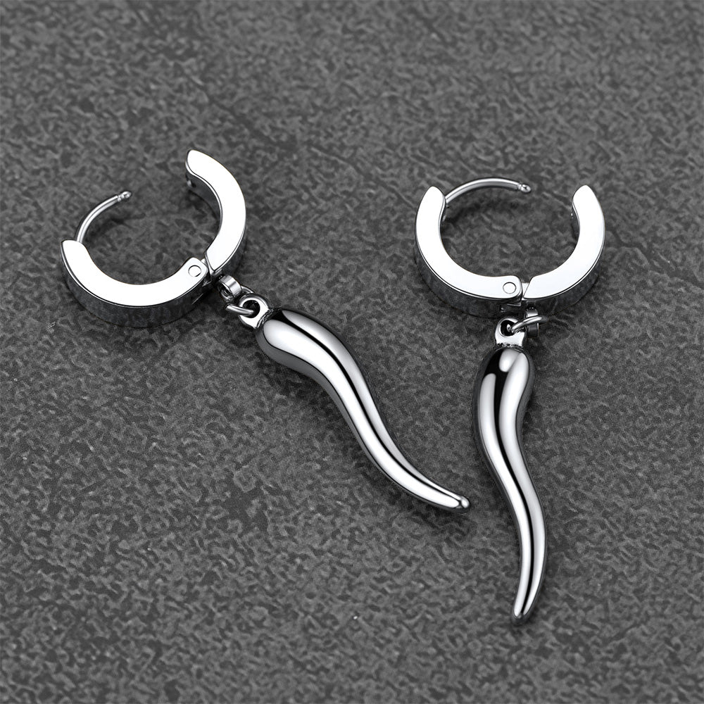 Cornicello Italian Horn Huggie Hoop Earrings for