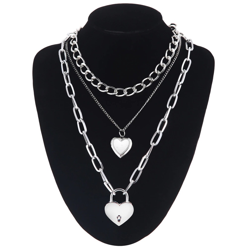 Chain Necklace With Heart for / Aesthetic Layered Necklace