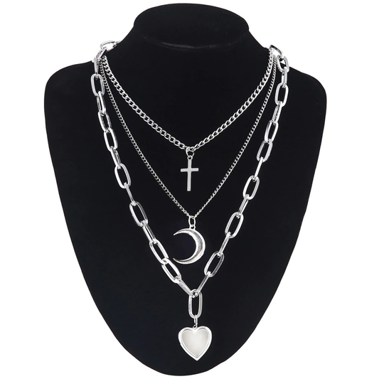 Chain Necklace With Heart for / Aesthetic Layered Necklace