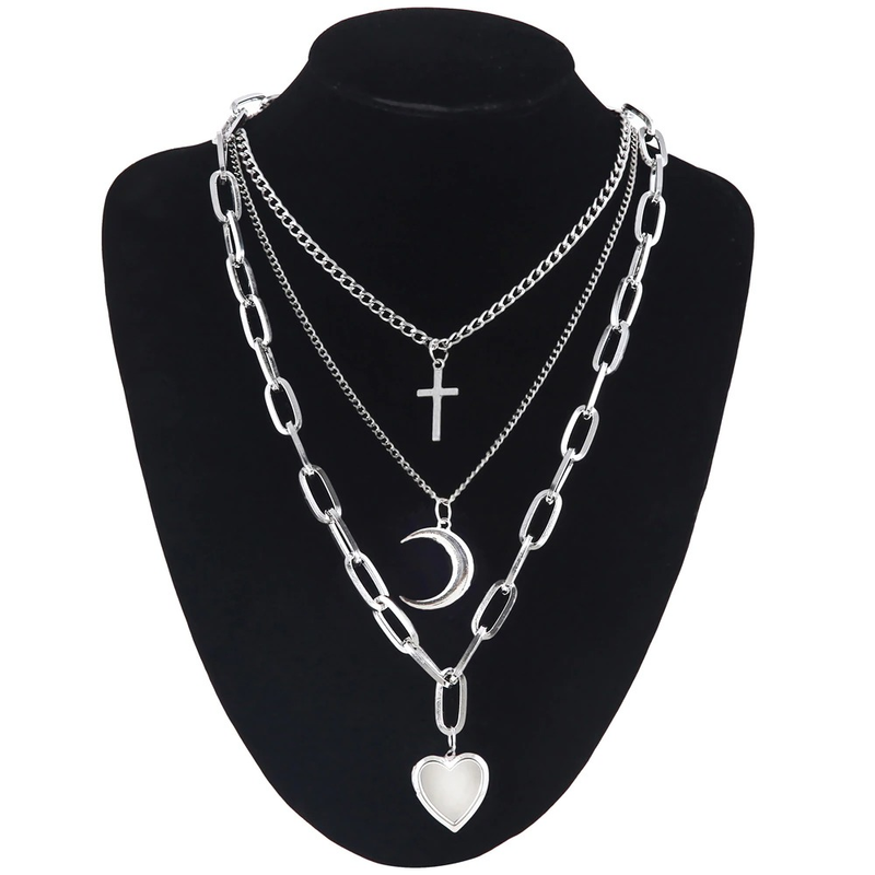 Chain Necklace With Heart for / Aesthetic Layered Necklace