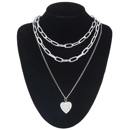 Chain Necklace With Heart for / Aesthetic Layered Necklace