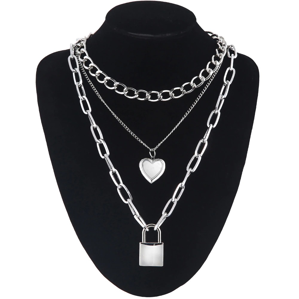 Chain Necklace With Heart for / Aesthetic Layered Necklace