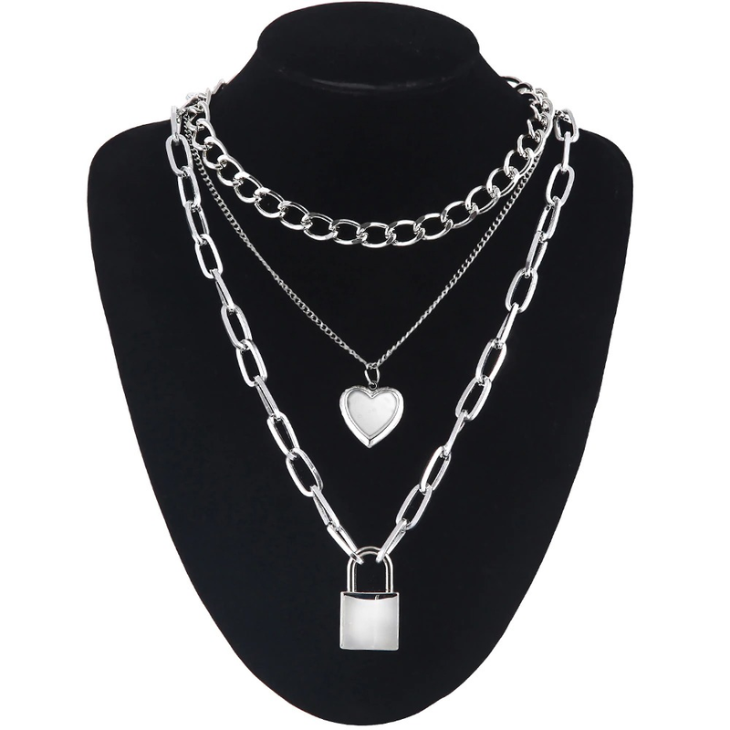 Chain Necklace With Heart for / Aesthetic Layered Necklace