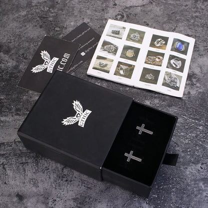 Chain Pattern Cross Stainless Steel Stud Earring