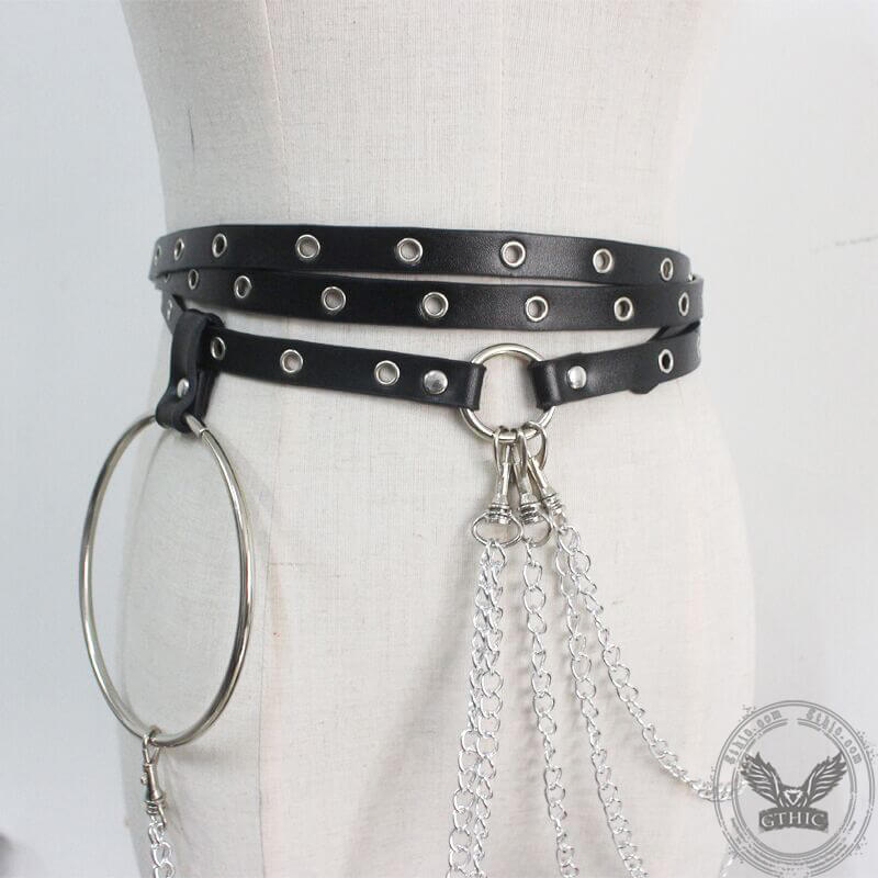 Chain Tassels Pu Leather Punk Waist Belt