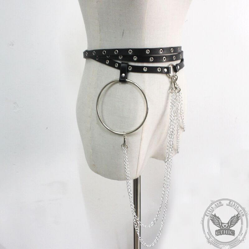 Chain Tassels Pu Leather Punk Waist Belt