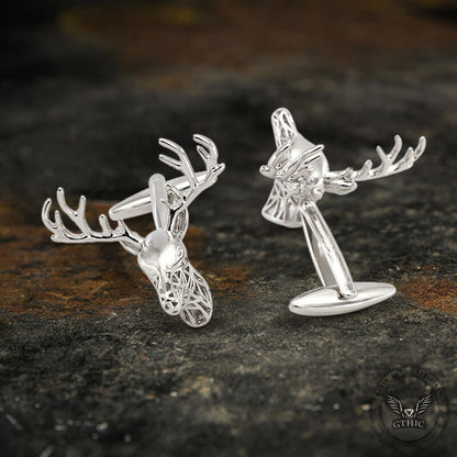 Christmas Reindeer Bullet Back Brass Cufflinks