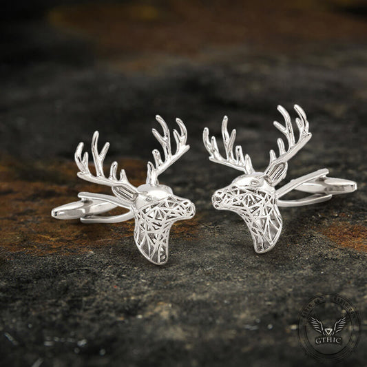 Christmas Reindeer Bullet Back Brass Cufflinks