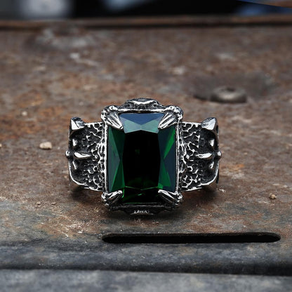 Classic Claw Stainless Steel Cz Ring
