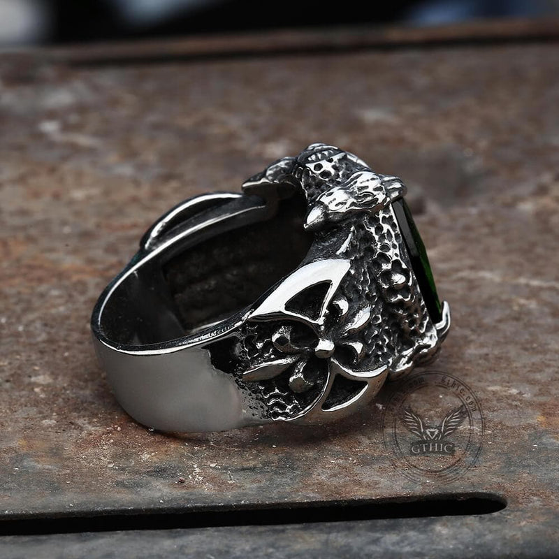 Classic Claw Stainless Steel Cz Ring