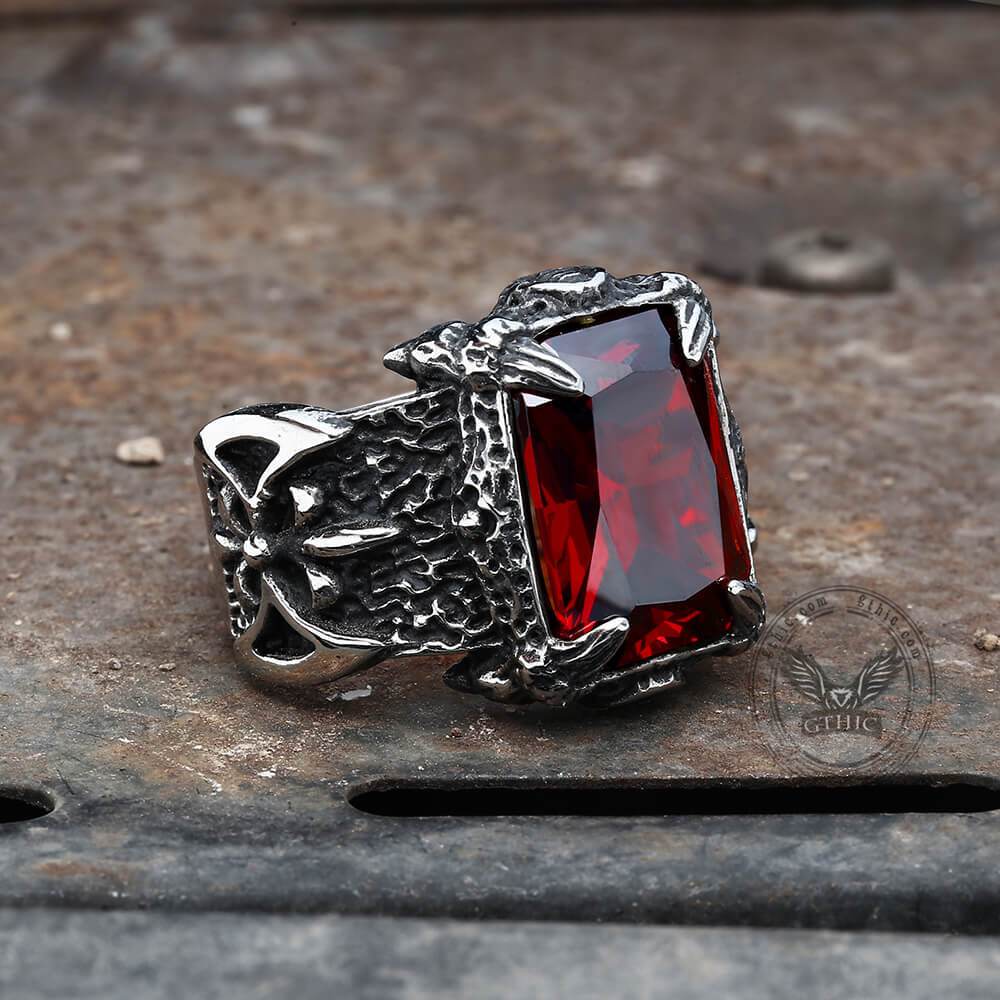 Classic Claw Stainless Steel Cz Ring
