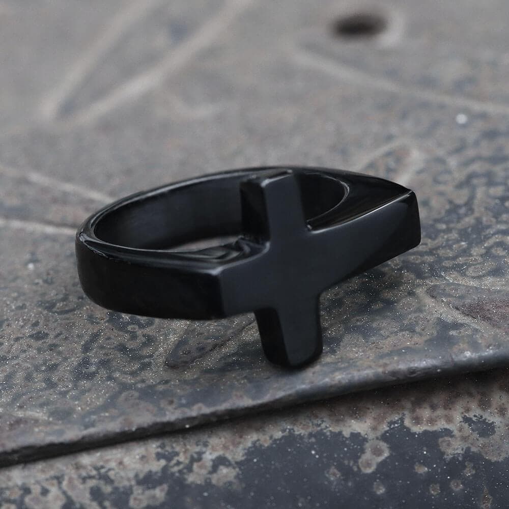 Classic Sideways Cross Stainless Steel Ring