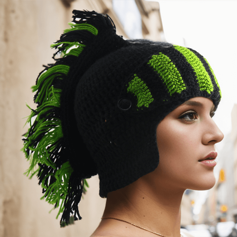 Color Block Knitted Mohawk Beanie Hat