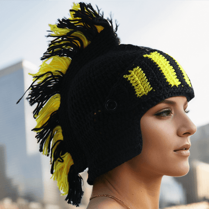 Color Block Knitted Mohawk Beanie Hat