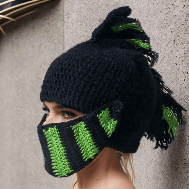 Color Block Knitted Mohawk Beanie Hat