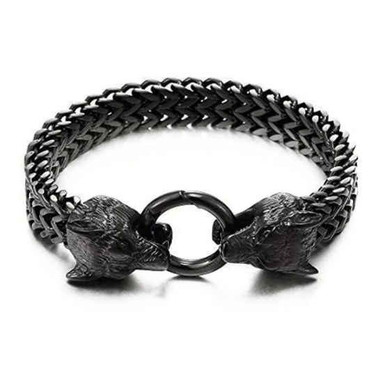 Cool Bracelet / Wolf Head Rock Style Jewelry / Stainless Steel Bracelet