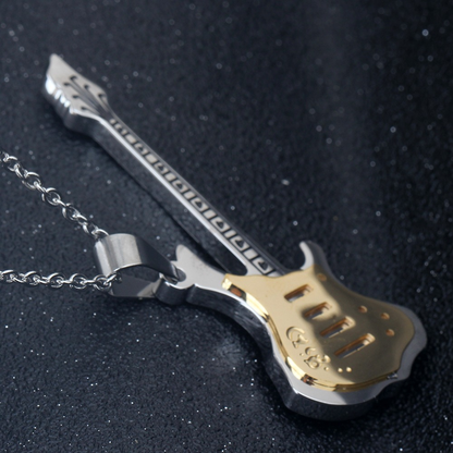 Cool Metal Chain Guitar Necklace Pendant / Quality Punk Style Jewelry
