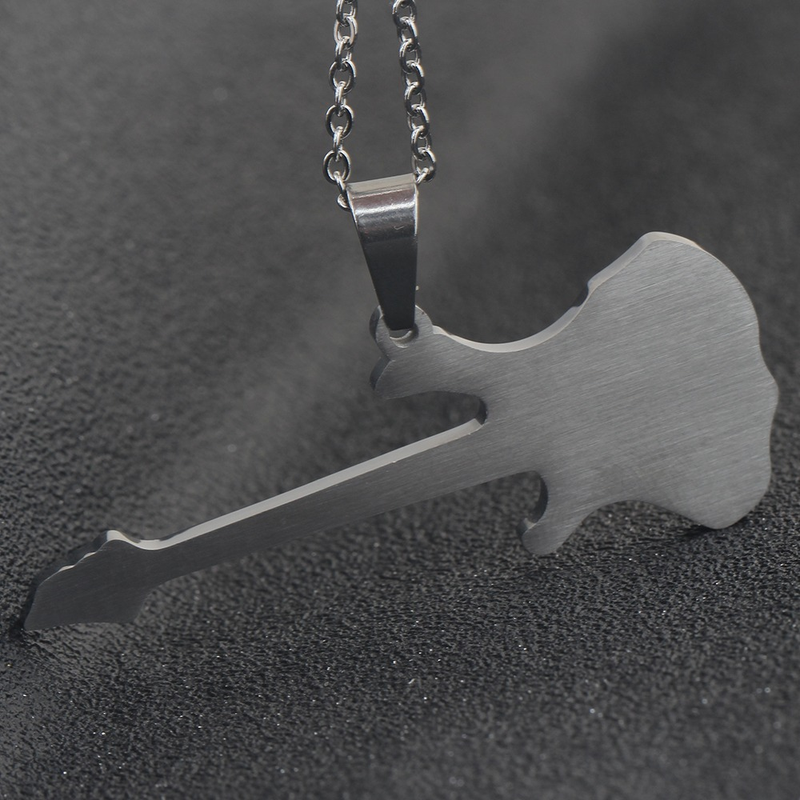 Cool Metal Chain Guitar Necklace Pendant / Quality Punk Style Jewelry