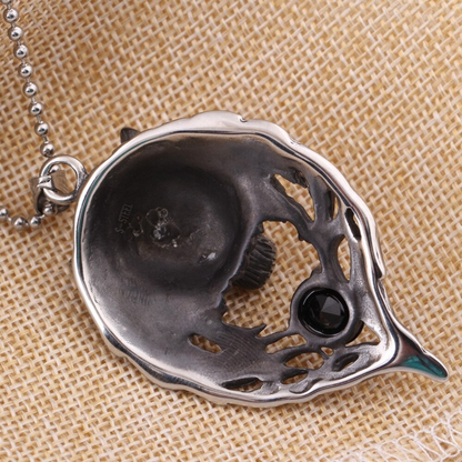 Cool Stainless Steel Wolf's Head With Black Crystal Pendant Necklace / Punk Style Jewelry