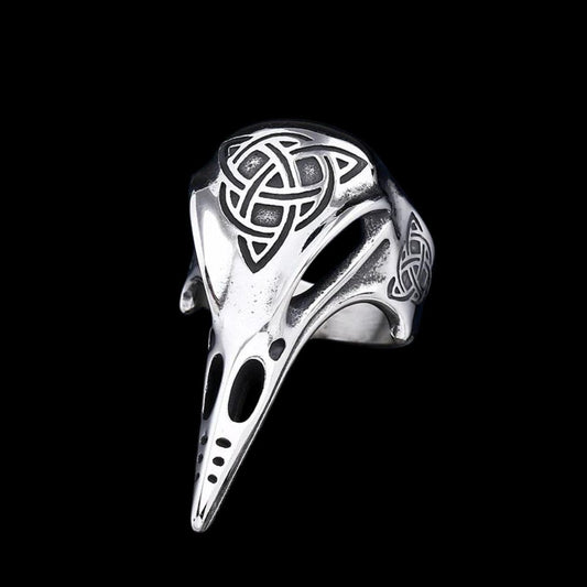 Corvid Skull Celtic Knot Ring