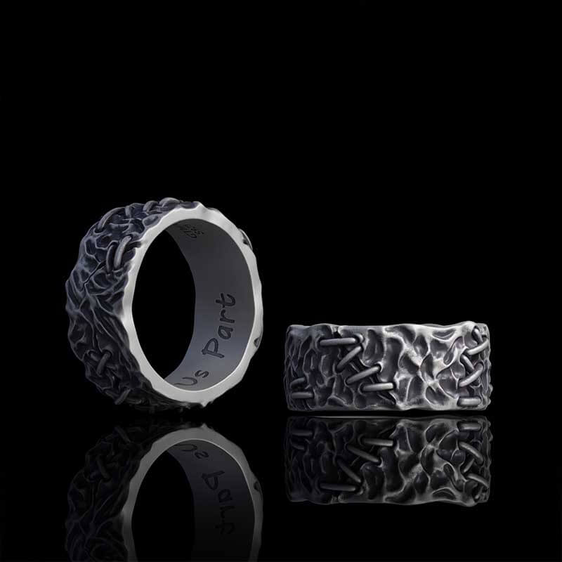 Crack Sew Knot Sterling Silver Ring