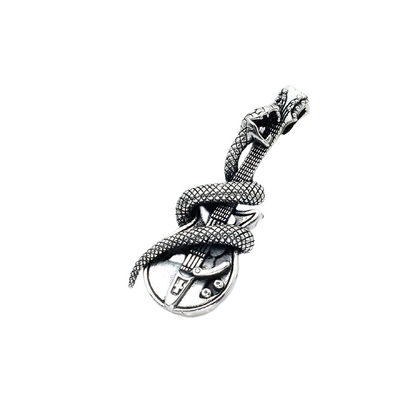 Creative Accessories of Snake on Guitar-shaped / Pure Silver Pendant / Rock Style