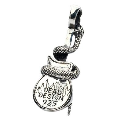 Creative Accessories of Snake on Guitar-shaped / Pure Silver Pendant / Rock Style