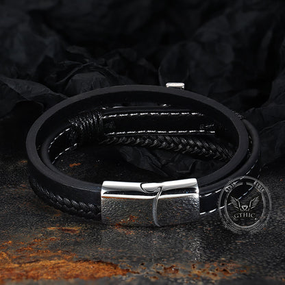 Creative Punk Cross Multi-layer Braided Leather Bracelet