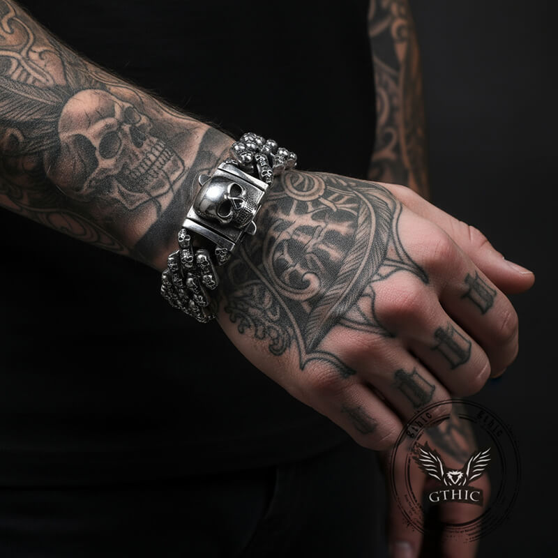 Creative Skull Stainless Steel Gothic Cuban Link Bracelet