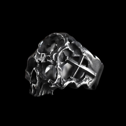 Cross Hollow Head Skull Ring
