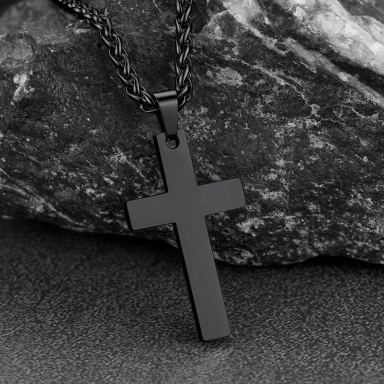 Gothic Skull Cuban Chain & Cross Layered Pendant Set for