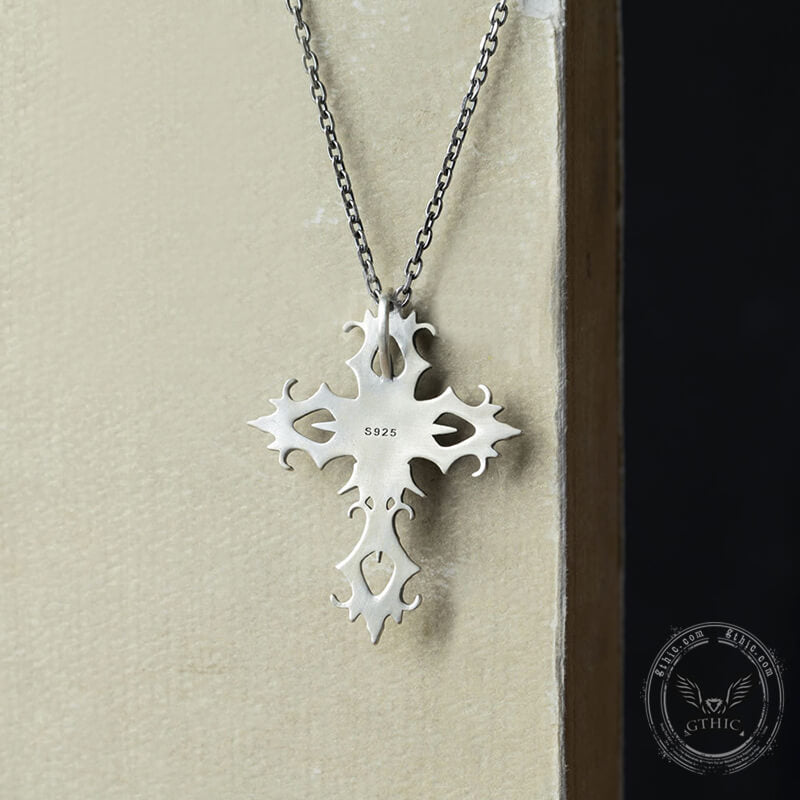 Cross Purple Zircon Sterling Silver Gothic Pendant