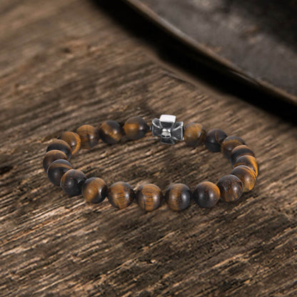 Cross Skull Stainless Steel Bead Bracelet