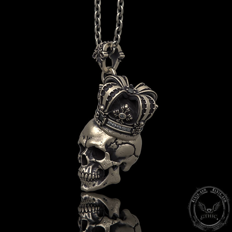 Crown Skull Sterling Silver Pendant