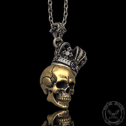 Crown Skull Sterling Silver Pendant