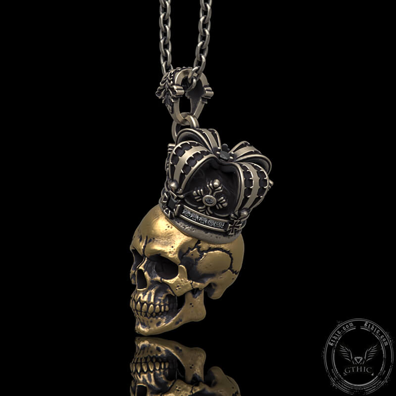Crown Skull Sterling Silver Pendant