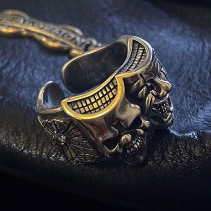 Crying and Smiling Clown Sterling Silver Ring