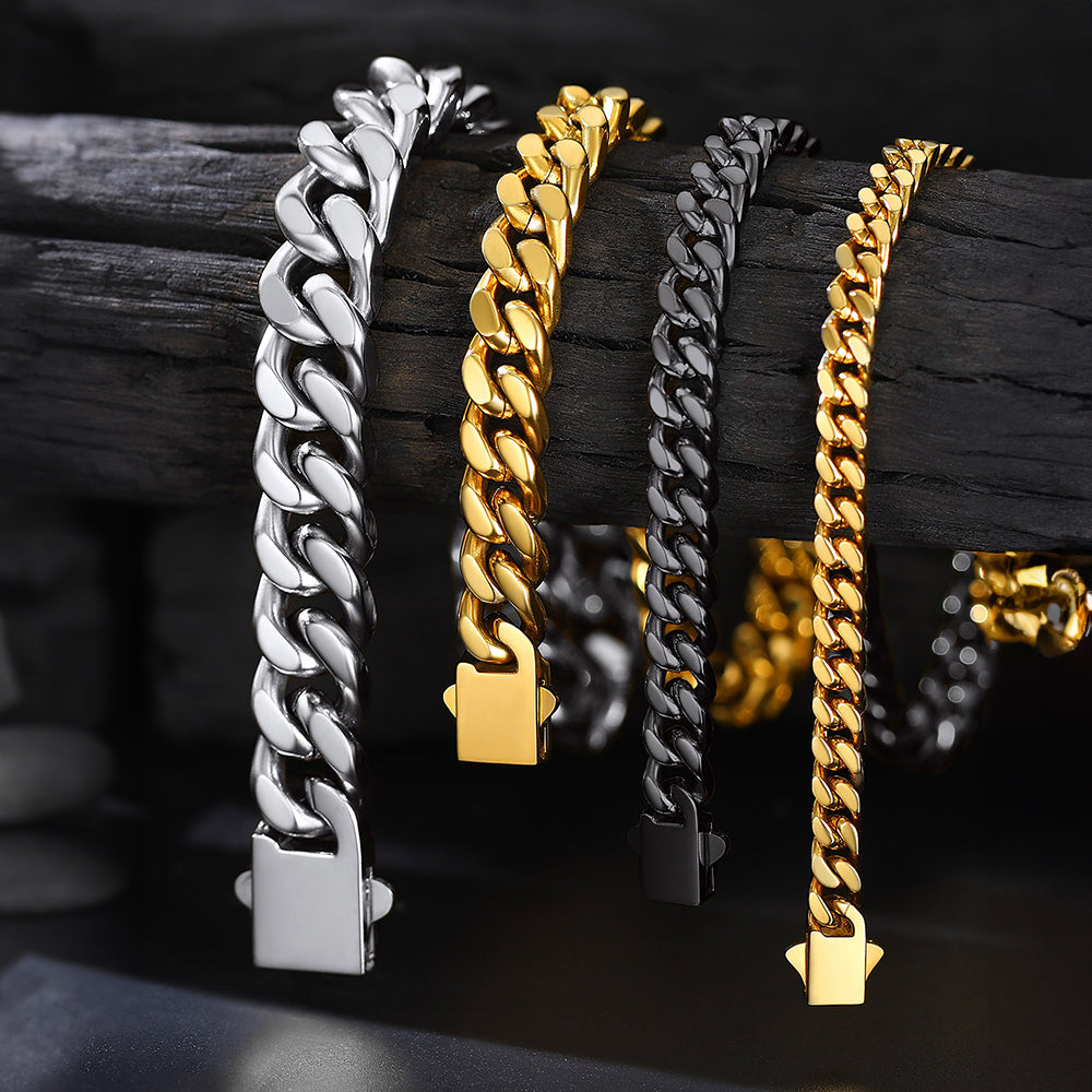 9mm Miami Cuban Chain & Bracelet Jewelry Set for