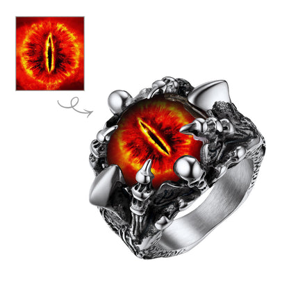 Customized Gothic Photo Dragon Claw Ring With Picture for