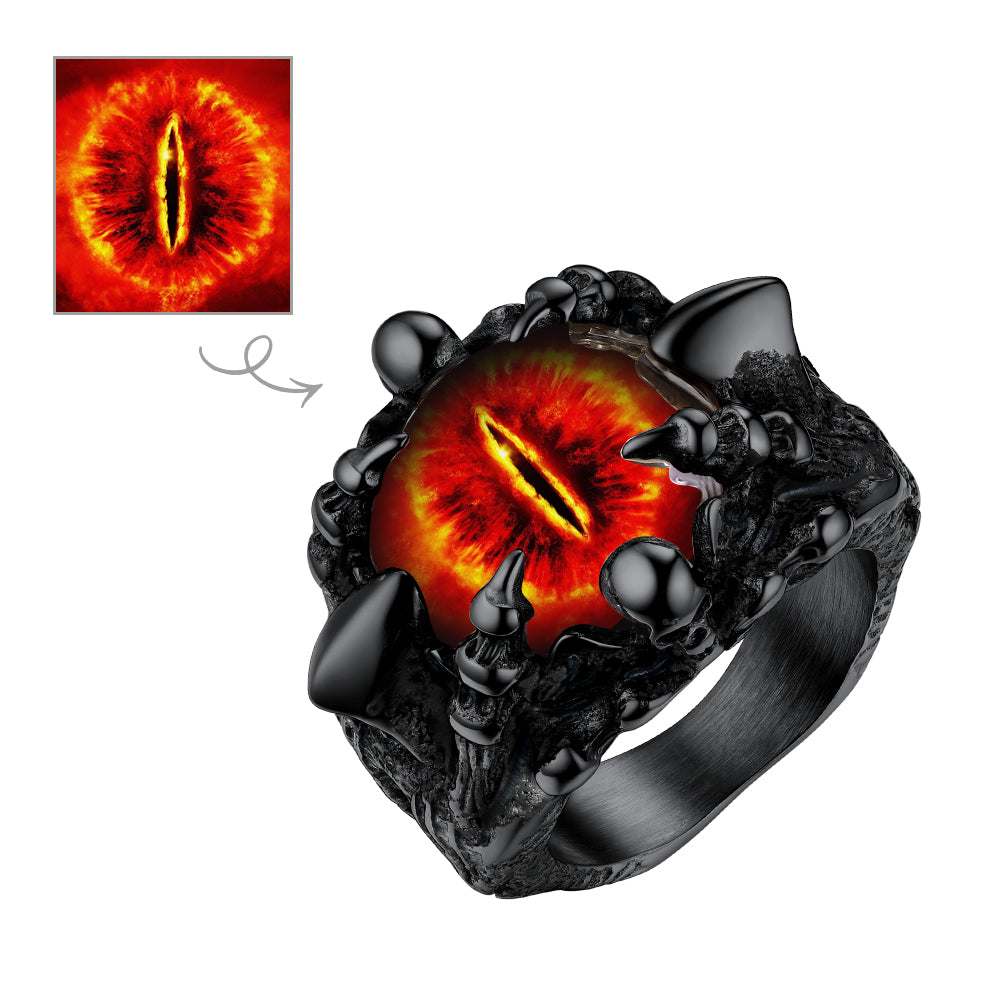 Customized Gothic Photo Dragon Claw Ring With Picture for